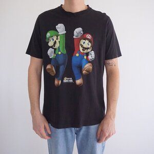 Vintage '90s Novel Teez Super Mario Brothers Mario Luigi Black Cotton T-Shirt L